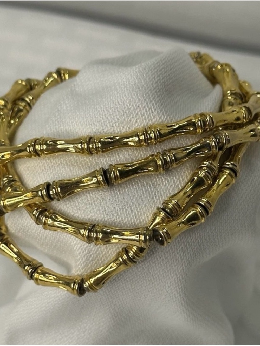 Gold Bamboo-Style Women's Bangle Bracelet